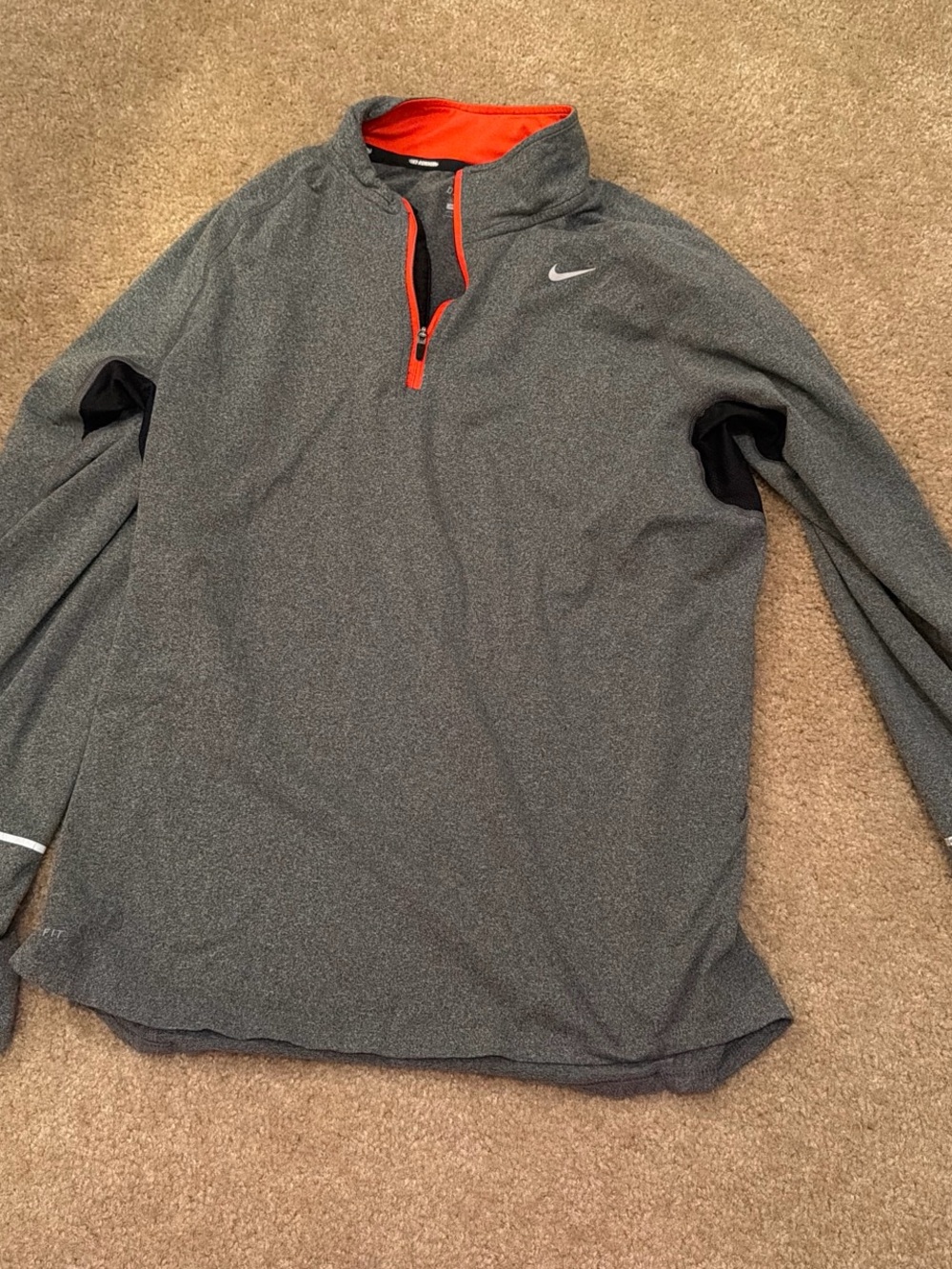 Nike Women’s Grey Performance Quarter-Zip Jacket with red Accents